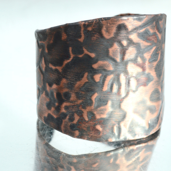 Poinsettia Flower Cuff Bracelet Copper Christmas - Picture 3 of 8